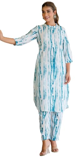 Lookmark Women's Printed Cotton Blend Straight Kurta Pant Set - Elegant Ethnic Wear Ensemble For Modern Women, Perfect For Any Occasion (Az-Lm-P3-Ks2119-Xxl) Sky Blue
