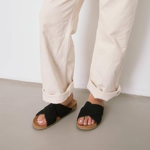 Image of The Sak Penelope Slide Sandal - Women's Flat Fashion Slides with Soft Cushion Sole -Hand Crochet Slip On Sandals For Everyday