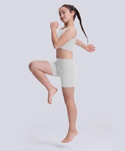 Roself Moment 3er Pack 4in Mädchen Shorts – Stretch Kurze Leggings für Kinder, Elastische High-Waist Scrunch-Radlerhose für 6-16 Jahre
