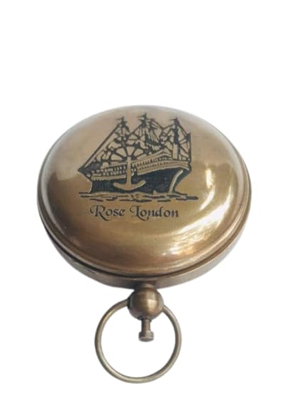 Handmade Brass Rose London Vintage Look Push Button Pocket Compass by Tenable Nautical Mart 2