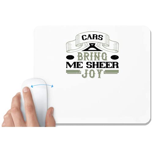 UDNAG White Mousepad 'Car | Cars Bring me Sheer Joy' for Computer / PC / Laptop [230 x 200 x 5mm]