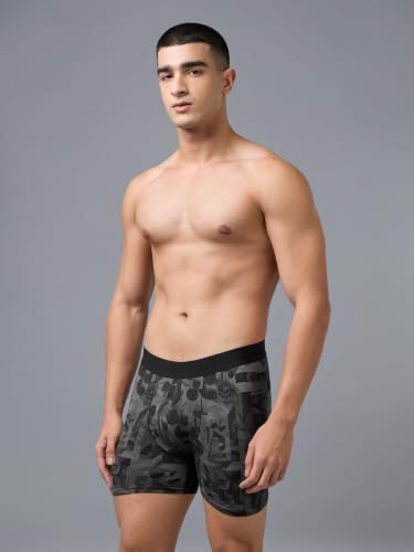 Image of TECHNOSPORT Men's Colorblock Trunks Underwear with ElastoLITE 4 Way Stretch Lightweight Breathable Moisture Wicking Soft Anti Odour Anti Microbial Comfort Fit Boxer Briefs Innerwear for Men