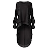 PRETTYGARDEN-Womens-Lantern-Long-Sleeve-Round-Neck-High-Low-Asymmetrical-Irregular-Hem-Casual-Tops-Blouse-Shirt-Dress PRETTYGARDEN Women's Lantern Long Sleeve Round Neck High Low Asymmetrical Irregular Hem Casual Tops Blouse Shirt Dress (Black,X-Large)