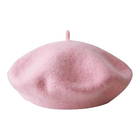 Kids Girls French Beret Hat Artist Hat Solid Warm Beanie Cap Winter Autumn - Pink Cover