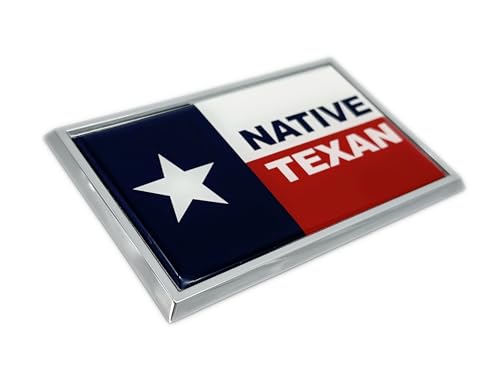 Image of Elektroplate Native Texan State of Texas Flag Large All Metal Emblem for SUVs /Trucks | Universal Fit at 4.2 inch x 2.7 inch | Weatherproof