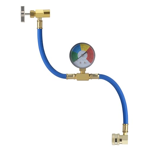 BFXM R134A Refrigerant Charge Hose AC Recharge Hose with Gauge AC Refrigerant Charge Hose Kit with 1/2 Can Tap Dispensing Valve and R134A Quick Coupler for Car AC Air Conditioning Refrigerant