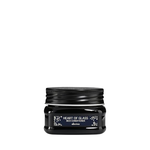 Davines Heart of Glass Rich Conditioner Fortifying Treatment for Blonde & Silver Hair - Biacidic Bond Complex Repairs & Brightens with Jagua Blue Extract Travel Size 3.0 Fl Oz