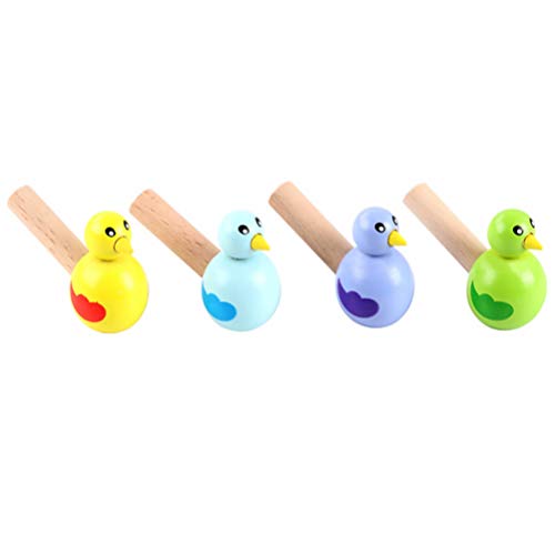 4Pcs Wooden Bird Whistle for Kids Bird Singing MusicToys Noisemaker for Kids (Random Color)