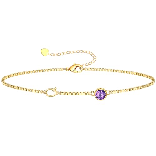 Image of Birthstone Bracelets for Women, Initial Bracelet Teen Stocking Stuffers Birthday Gifts for Teen Girls Initial Bracelet Trendy Letter A-Z Dainty Bracelet 21st 30th Mom Birthday Gift Birthstone Jewelry