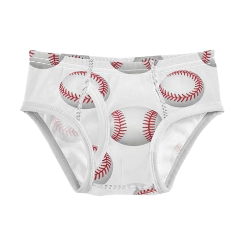 ODAWA Baseball White Underwear Briefs, Tag-Free Comfort Toddler Underwear 2T
