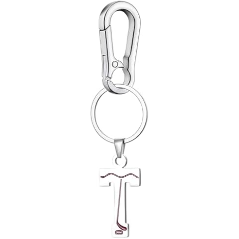 EunWow Stainless Steel Hockey Letters keychain Teammates Graduation Season Team Player keychains T Cover