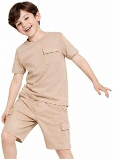 CHILINS Boys Loose Fit Drop Shoulder T-Shirt & Shorts Co-Ord Set Sky Blue Price In India