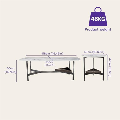 Image of Wakefit Center Table | 1 Yr Warranty | Coffee Table for Living Room Wooden, Tea Table for Living Room Wooden, Sofa Table, Free Installation from Brand, Modern Multi-Functional & Wobble-Free(Malbr)