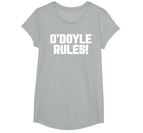 O'Doyle Rules Funny Family Motto Classic Quirky Catchphrase T-Shirt, Girls, Heather Grey, Large