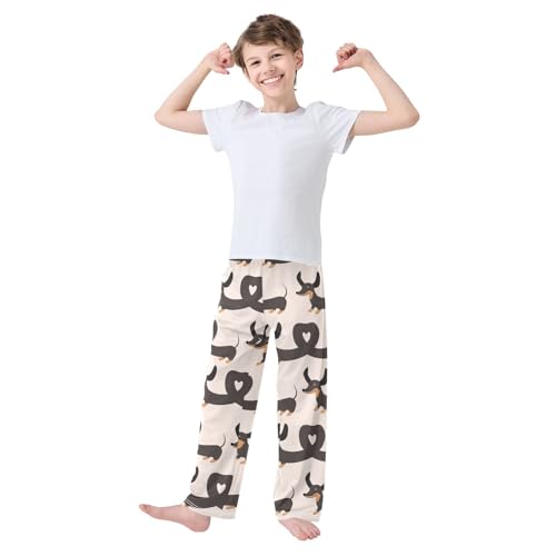 Boys' Pants Dachshund Dogs Valentines Long Bottoms Jogger Pants Elastic Waist Trousers with Pockets S-XL2