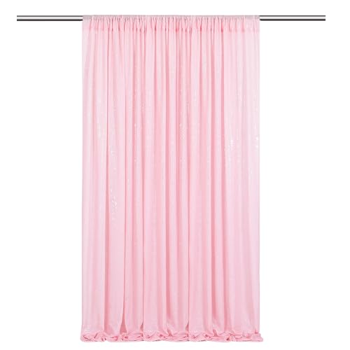 Image of Pink Sequin Backdrop Curtains-1 Panel 3FTx8FT Light Pink Backdrop for Wedding, Glitter Party Decorations Background Drapes for Birthday Party Anniversary Graduation Photo Booth Decor