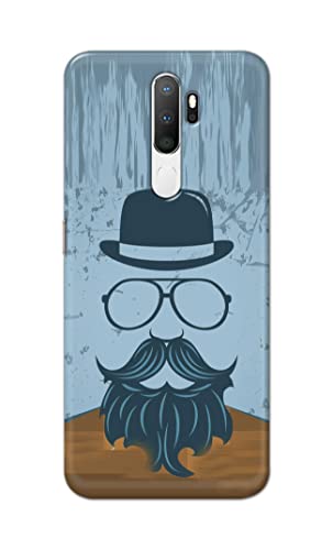 Image of PRINTFIDAA Mustache Beard and Hairstyle Hipster in Glasses Printed Designer Hard Case for Oppo A5 (2020) / Oppo A9 (2020), Oppo A11x Back Cover -(e) RPM1002