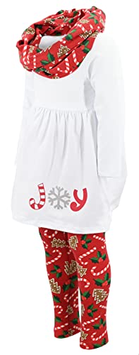 Image of Unique Baby Girls Kids Toddler 3pc Outfit Set Long Sleeve Cotton Blend Tunic Top Leggings and Scarf