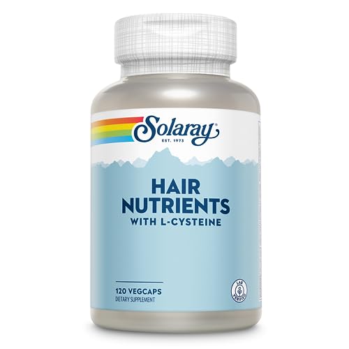 Image of SOLARAY Hair Nutrients Supplement for Women & Men - with Biotin, L-Cysteine Vitamin A, Iron, Zinc, 60 Servings - 120 Veg Caps