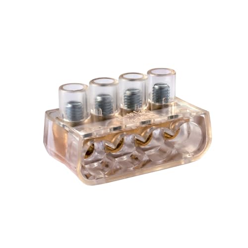 1 Morsetto forbox 4 poli, sezione 4x 10mm² 10mmq, 4 fori, morsetto per cablaggio forbox, campanelle, in policarbonato e ottone, per scatole di derivazione, 450V 76A