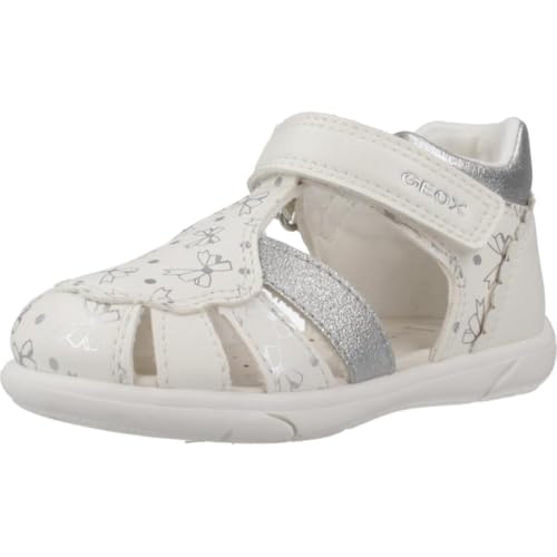 Geox B SANDAL ZAPITO GIRL, Sandale Bébé - Fille, White/Silver,