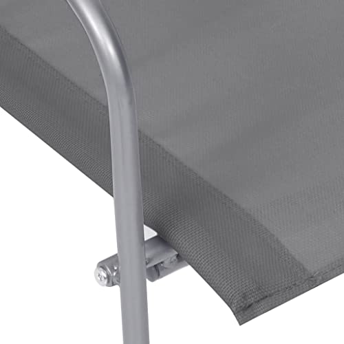 Muebles de jardín 4 piezas conjunto exterior tela acero gris 7