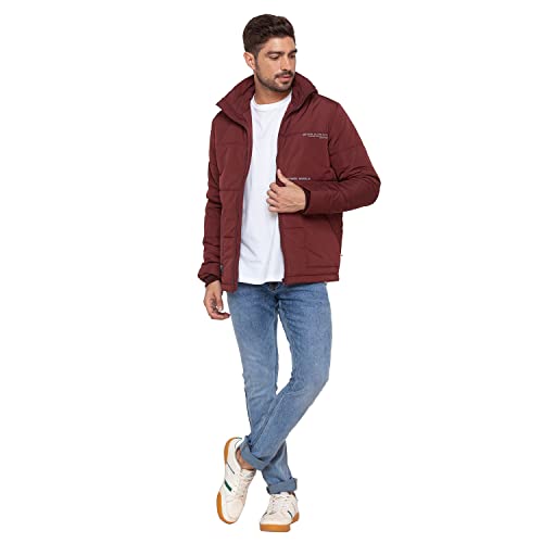 Image of Spykar Bottle Nylon Standard Length Full Sleeve Casual Jacket For Men