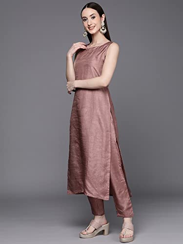 Image of INDO ERA Women's Net Embroidered Kurta Bottom With Shrug (Ready To Wear KS9MU4800 Mauve Pink XS To 2XL-Size)