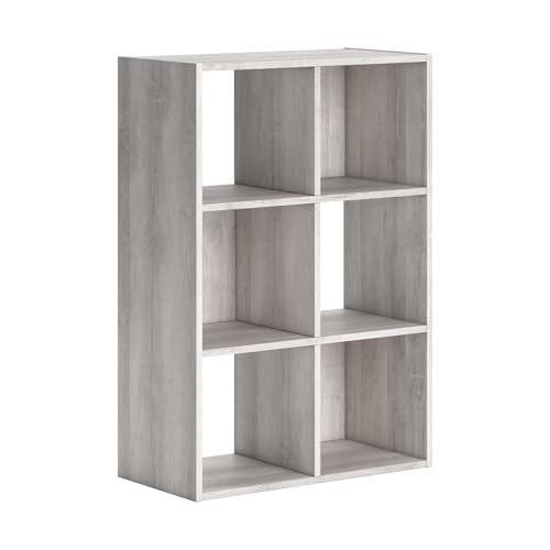 Signature Design by Ashley Paxberry Coastal 6 Cube Storage Organizer or Bookcase, Whitewash