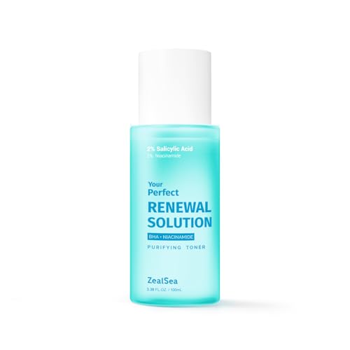 ZealSea Tónico Ácido Salicílico, Eliminador de Puntos Negros, Exfoliante Líquido BHA (CICA, tamaño viaje 100ml), Minimiza Poros, Sin Alcohol con Niacinamida