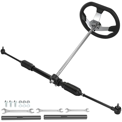 CILOYU KT196 Go Kart Steering Gear Assembly Kit with Steering Wheel Compatible with Coleman CK196 196cc Kandi 110cc Gas Powered 4 Wheeler DIY Go Cart Parts