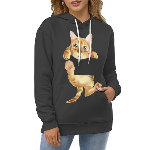 Sweat à capuche chat mignon UMENG pull unisexe chaton taille S - 5