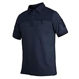 MAGCOMSEN Sommer Shirts Herren Kurzarm Tactical Shirts Polo Sommer Funktionsshirt Männer Outdoor Trainingsshirt Baumwolle Golf Hemd mit Knopfleiste Dunkelblau S