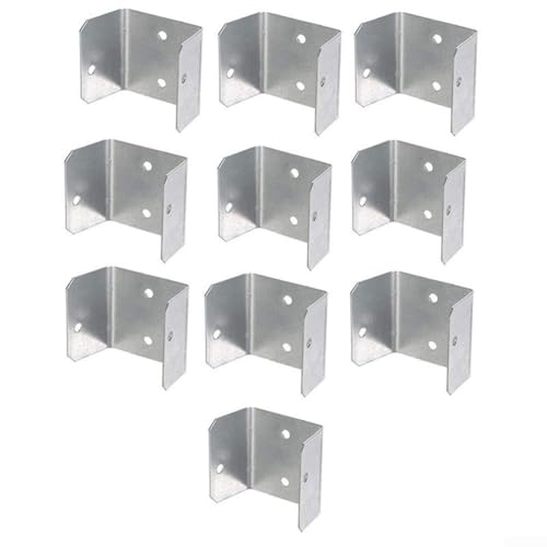 Lot de 10 clips galvanisés pour fixer les treillis et les poteaux en bois, s'adaptent à différentes épaisseurs de panneau de 32 mm à 50 mm (44 mm)