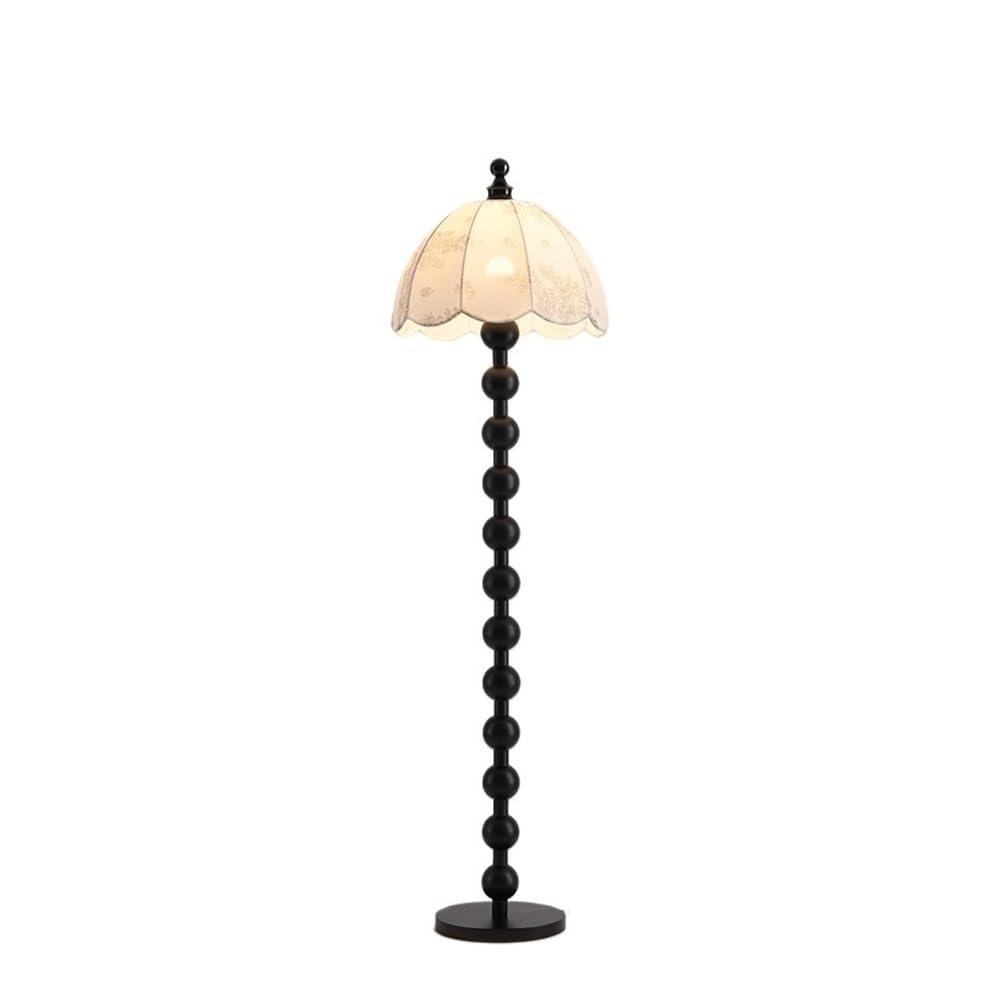 E7v2T9k6 Standard Lamp Fabric Shade Living Room Floor Lamp Hotel Bedroom Bedside Decorative Wooden Vertical Table Black Corner