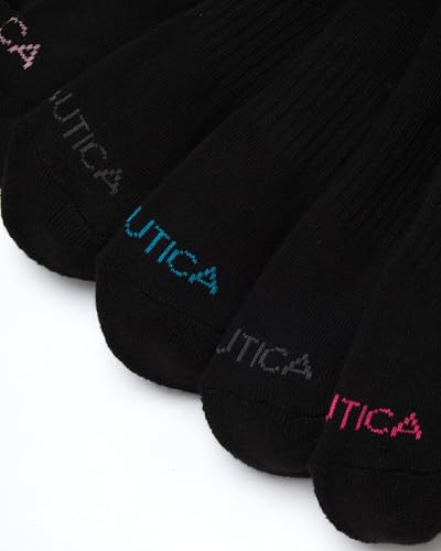 Image of Nautica Womens High Quarter Socks Moisture Wicking Cushioned Socks, 6 Pack | Dri-Motion Moisture Wicking Stretch Fabric, Cushioned Key Areas, Reinforced Heel and Toe, High Quarter Cut, Shoe Size 4-10