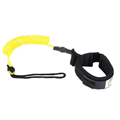 Heavy Duty Foot Leash PU Drawstring Leg Leash Bodyboard Surfboard Leash (Yellow)