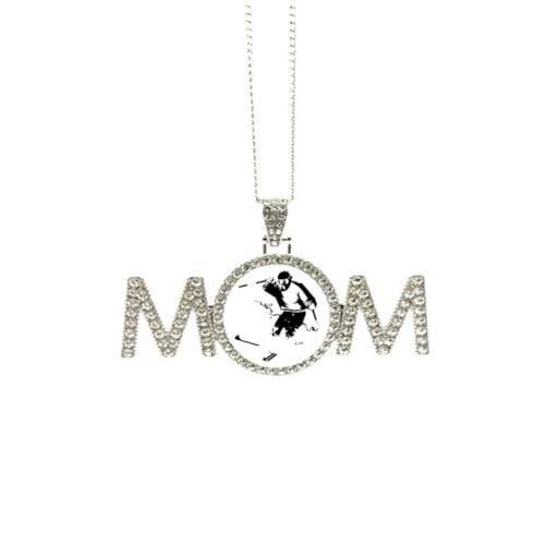 Collier noir illustration sport d'hiver pendentif maman et grand-mère
