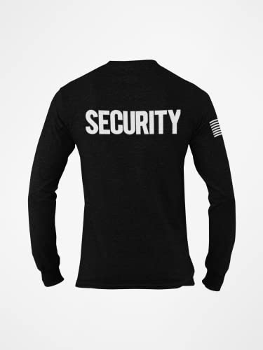 Men's Long Sleeve Security T-Shirt Screen-Printed Front & Back Tee2
