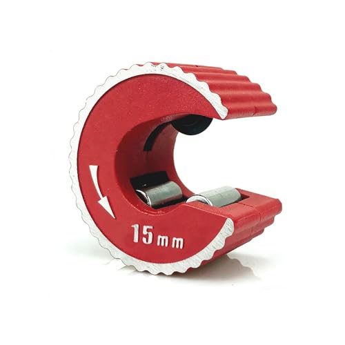 15mm Copper Pipe Cutter Pipe Cutter Replacement with Durable Aluminium Alloy Body Copper Pipes Slice Tube Cutters (Circle) for Plumbing and Heating Pipes DIY (Red 1 PC)