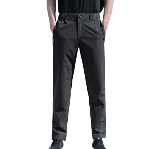 Men's Ice Silk Summer Pants Elastic Waist Straight Leg Quick Dry Plus Size Work Outdoor