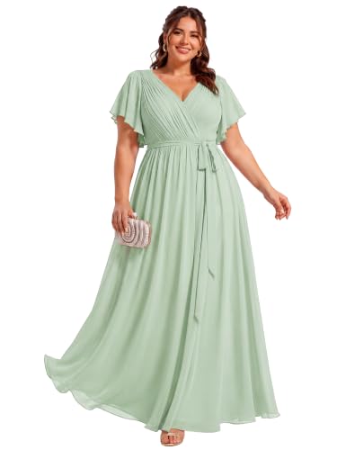 Image of Ever-Pretty Plus Women's Chiffon Maxi Plus Size Formal Bridesmaid Dresses