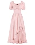Scarlet Darkness Renaissance Dress Women Corset Milkmaid Dress Cottagecore Pink Dress Pink M