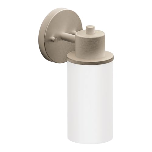 Image of Moen DN0761BN Iso 1-Light Dual-Mount Bath Bathroom Vanity Fixture with Frosted Glass, Brushed Nickel