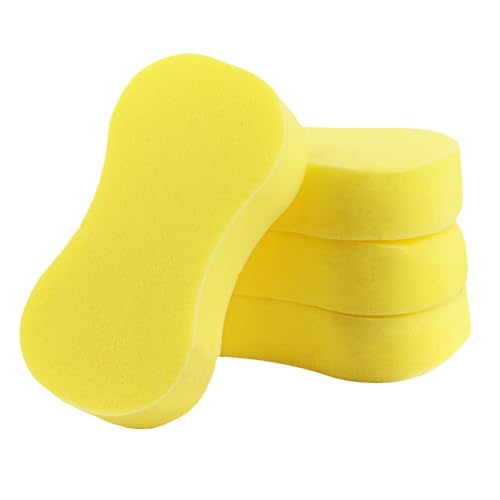 4 Stück Autoschwamm Schwamm Autowäsche 10.5x21.5x4.5cm Auto Waschschwamm Groß Gelb Kratzfrei & Hochsaugfähig Langlebig Vielseitig für Lack Glas & Felgen Mikrofaser Professionelles Finish