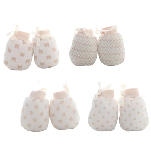 Homoyoyo Infant Winter Mittens 4 Pairs Non-scratch -scratch Gloves Warm and Comfortable Cotton Mittens