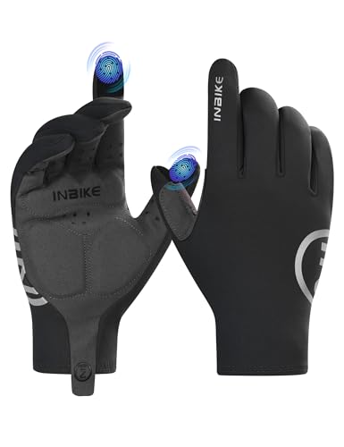 INBIKE Fahrradhandschuhe MTB Mountainbike Handschuhe Herren Damen Winterandschuhe Laufhandschuhe Thermo Handschuhe Warm Winddicht Anti-Slip Touchscrennfähig rutschfest SchwarzSchwarz,XL