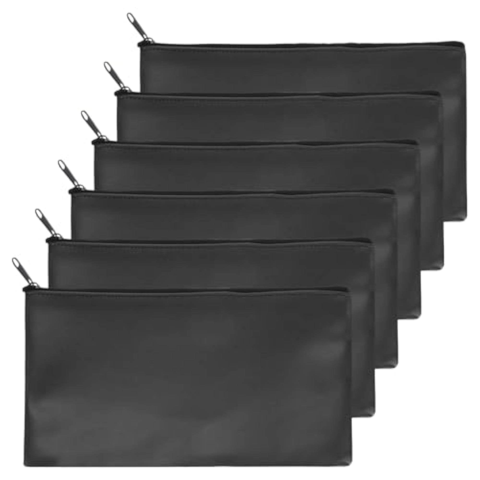 11"x 6" Black Bank Deposit Bag, 6Pcs