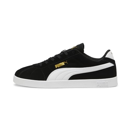 PUMA Unisex Adult's Club II Sneaker, PUMA Black/PUMA White/PUMA Gold, 11.5 US Womens/10 US Mens
