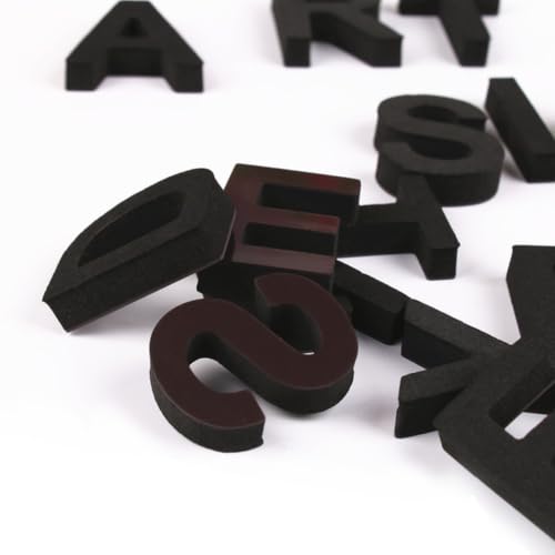 Letras magnéticas de eva negras con caja para evitar imanes caídos 4